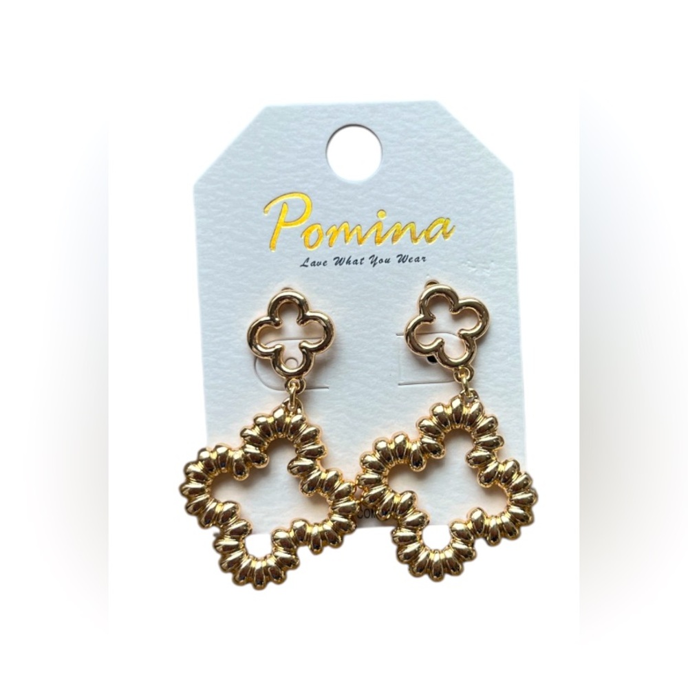 NWT!! Pomina 14k Gold Layered Dangling Earrings 1 3/4” L, 1”W
